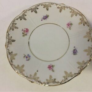 Vintage Antique German KPM Porcelain set of 6 Ramekin Saucers Flower Dec.